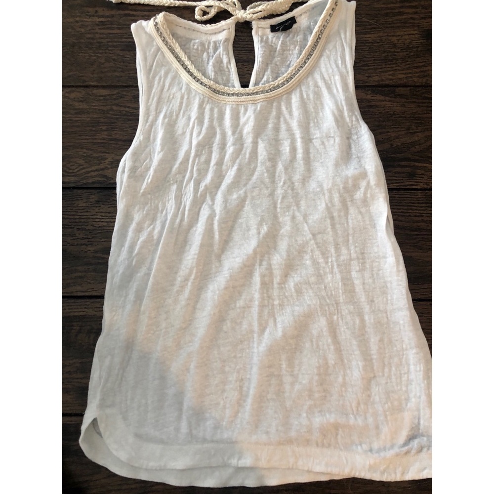 Ann Taylor white with gem collar tank top size sm